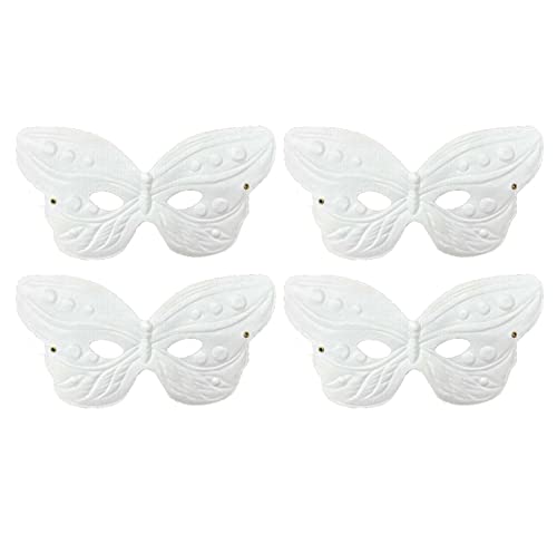 ICE TOYS 4 weiße Masken Schmetterlinge Form für Karneval Halloween Party Veranstaltungen für Schule DIY (Form 4) von ICE TOYS