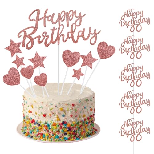 18pcs Tortendeko Geburtstag, Cake Topper Geburtstag, Happy Birthday Tortendeko, Torten Deko Mädchen, Kuchen Deko Geburtstag, Cake Decoration von ICED PIXEL