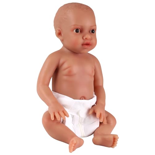 ICEVER Silikon Afrikanische Babys Puppen 43cm Vollsilikon Säuglinge Realistische Lebensechte Neugeborenes Kleinkinder Simulator für Erziehungsklassen - Nicht Vinyl Puppen (Bronze 2,85 kg) von ICEVER