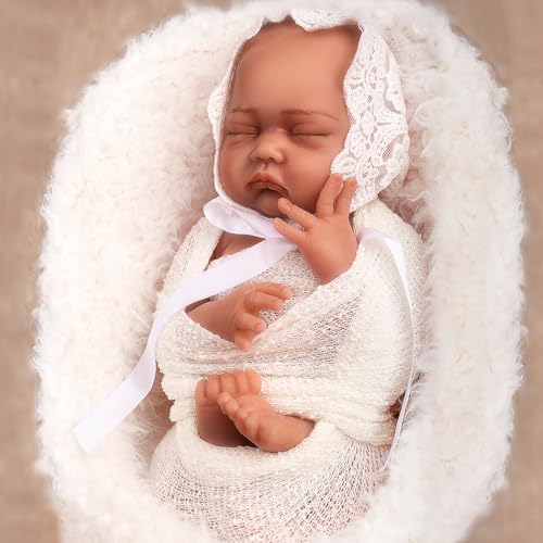 ICEVER Silikon Baby Puppen 43cm Vollsilikon Weibliche Säuglinge Realistische Lebensechte Neugeborenes Kleinkinder Simulator für Erwachsene Parenting Class - Nicht Vinyl Puppen (Bronze 2,7 kg) von ICEVER