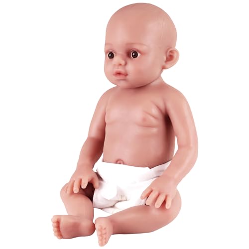 ICEVER Silikon Baby Puppen 44cm Vollsilikon Weibliche Säuglinge Realistische Lebensechte Neugeborenes Kleinkinder Simulator für Erwachsene Parenting Class - Nicht Vinyl Puppen (Beige 2,9 kg) von ICEVER