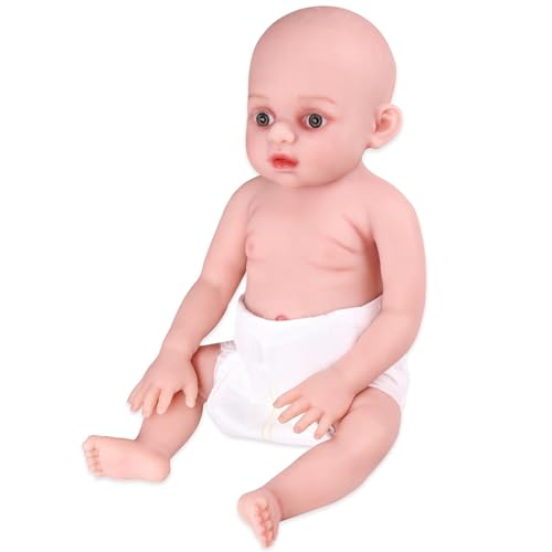 ICEVER Silikon Baby Puppen 44cm Vollsilikon Weibliche Säuglinge Realistische Lebensechte Neugeborenes Kleinkinder Simulator für Erwachsene Parenting Class - Nicht Vinyl Puppen (Hellhäutig 2,9 kg) von ICEVER