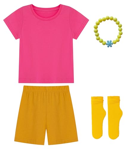 ICHIHSUE Explorer Mädchen Kinderkostüm für Abenteuer, rosa Hemd, orangefarbene Shorts, Outfit, Outdoor-Cosplay, Pinkorange ICHIHSUE Explorer Mädchen Kinderkostüm für Abenteuer, rosa Hemd, orangefarbene Shorts, Outfit, Outdoor-Cosplay, Pinkorange von ICHIHSUE