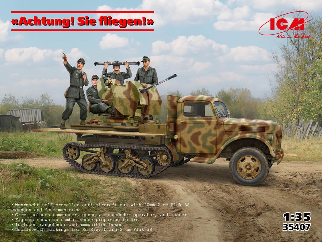Achtung! Sie fliegen! (Sd.Kfz.3b with 2 cm Flak 38 and crew) von ICM