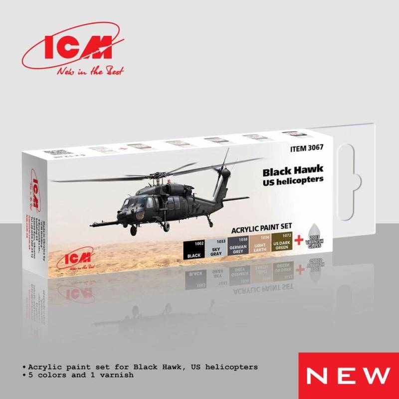 Acrylic Paint Set - Black Hawk US Helicopters [6 x 12 ml] von ICM