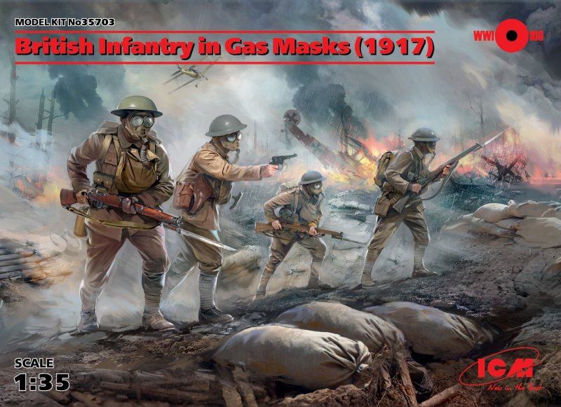 British Infantry in Gas Masks (1917) - 4 Figuren von ICM