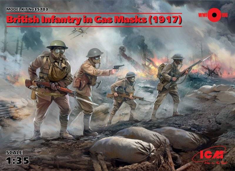 British Infantry in Gas Masks (1917) - 4 Figuren von ICM