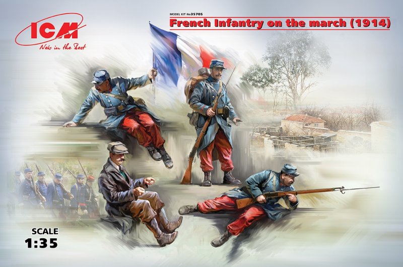 French Infantry on the march (1914) - 4 Figuren von ICM