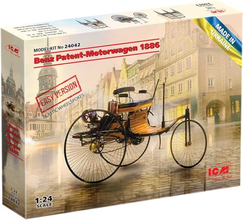 ICM - 1:24 Benz Patent-Motorwagen 1886 (EASY version=plastic wheel-spokes) - Modellbausatz - Auto - Historisch - Sammler ab 14 Jahren von ICM