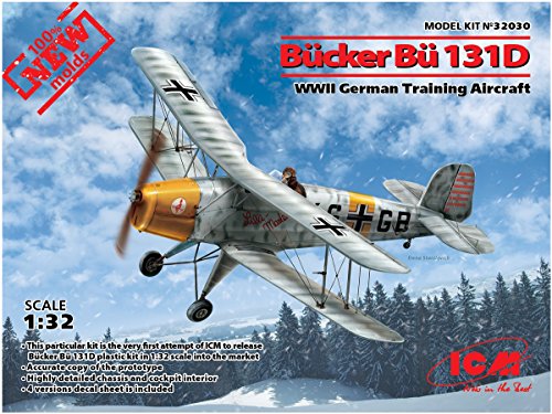 ICM 32030 Bücker Bü 131D,WWII German Training Aircraft(100% New molds) Modellbausatz, grau von ICM