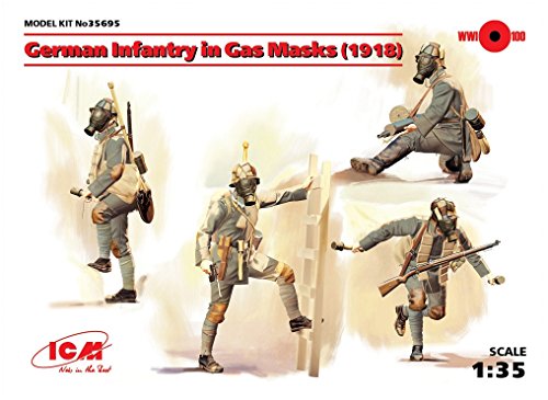 ICM 35695 Figuren German Infantry in Gas Masks 1918, Grau von ICM