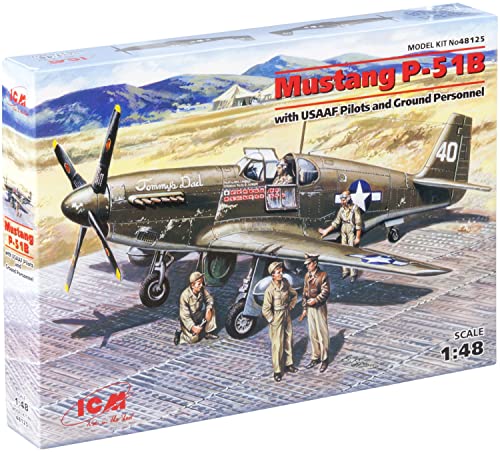 ICM 48125 48125-Mustang P-51B mit USAAF Pilots und Ground Personnel, Sortiert von ICM