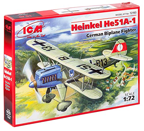 ICM 72193 72193-Heinkel He 51A-1, German Biplane Fighter, schwarz von ICM