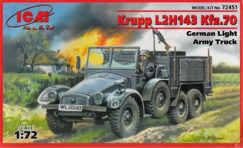 ICM 72451 72451-Krupp L2H 143 Kfz.70 German Light Army Truck, schwarz, Mittel von ICM