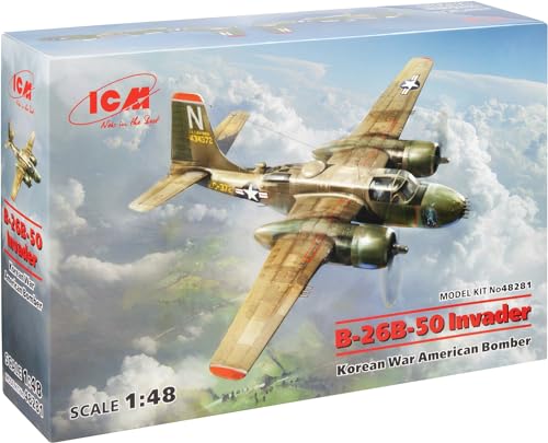 ICM ICM48281 1:48-B-26B-50 Invader Korean War American Bomber, Schwarz, XXL von ICM