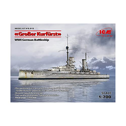 ICM S.015 Sports Modellbausatz Großer Kurfürst (Full Hull) WWI German Battleship, Schwarz von ICM