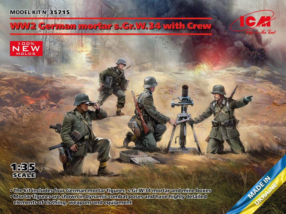WW2 German mortar GrW 34 w.Crew (mortar a.4 figures) von ICM