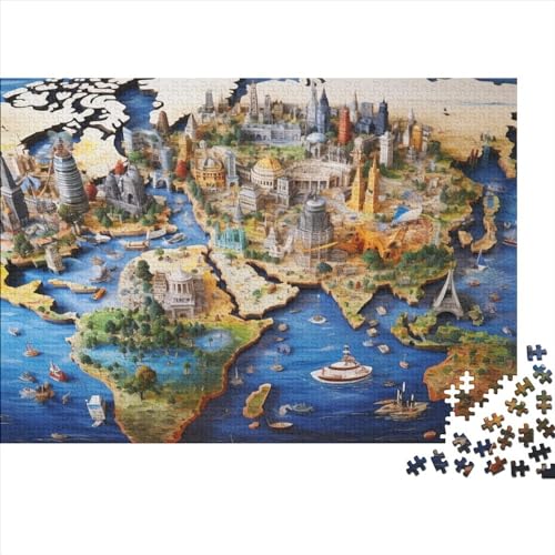 1000 Stück Colored Map Kinder Lernen Kognitionsspielzeug, Denksportaufgaben Für Erwachsene, Spiele Aus Holz, Intelligenz-Puzzles 1000pcs (75x50cm) von ICOBES