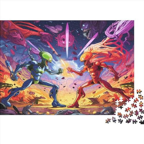 300 Stück Alien Duel Kinder Lernen Kognitionsspielzeug, Denksportaufgaben Für Erwachsene, Spiele Aus Holz, Intelligenz-Puzzles 300pcs (40x28cm) von ICOBES