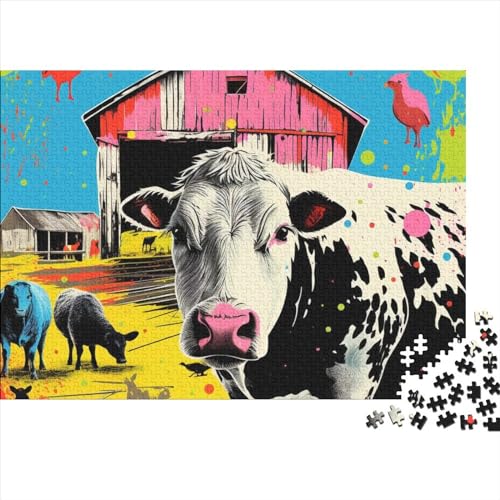 300-teiliges Puzzle Für Erwachsene Colorful Cows 300 Teile Holzpuzzle, Einzigartige Heimdekorationen Und Geschenke 300pcs (40x28cm) von ICOBES