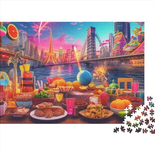300-teiliges Puzzle Für Erwachsene Food Theme 300 Teile Holzpuzzle, Einzigartige Heimdekorationen Und Geschenke 300pcs (40x28cm) von ICOBES
