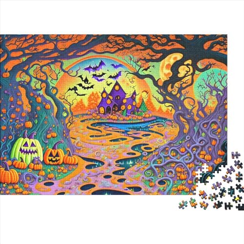 500 Stück Essence of Halloween Kinder Lernen Kognitionsspielzeug, Denksportaufgaben Für Erwachsene, Spiele Aus Holz, Intelligenz-Puzzles 500pcs (52x38cm) von ICOBES