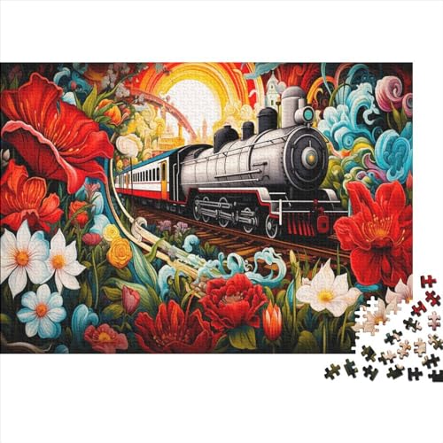 500-teiliges Puzzle Für Erwachsene Steam Train 500 Teile Holzpuzzle, Einzigartige Heimdekorationen Und Geschenke 500pcs (52x38cm) von ICOBES