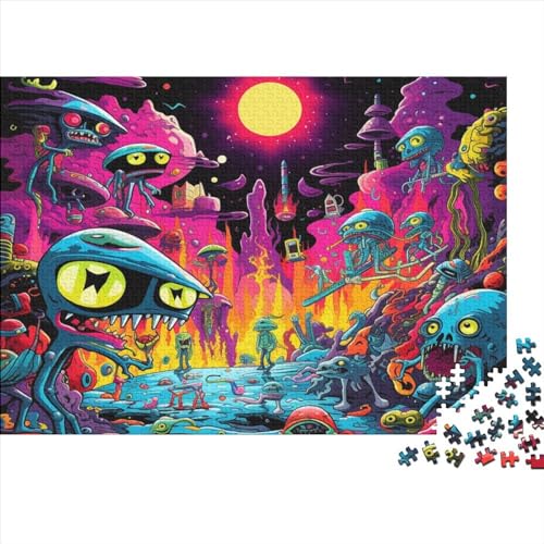 Cartoon Alien 500-teiliges Holzpuzzle, Lernpuzzle, Familienspiel Für Erwachsene Und Kinder 500pcs (52x38cm) von ICOBES