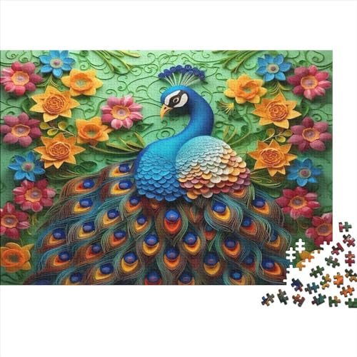 Colorful Peacock 1000-teiliges Holzpuzzle, Lernpuzzle, Familienspiel Für Erwachsene Und Kinder 1000pcs (75x50cm) von ICOBES