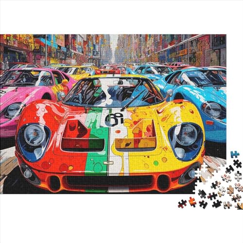 Colorful Racing Car Holzpuzzle Mit 500 Teilen. Puzzles Für Erwachsene. 500 Teile. Puzzles Mit 500 Teilen Für Erwachsene. Geschenke 500pcs (52x38cm) von ICOBES