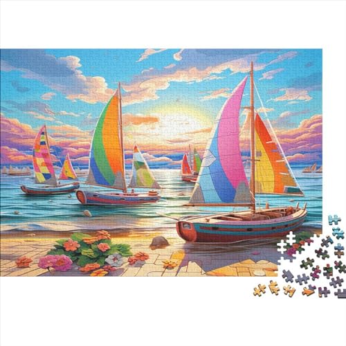 Colorful Sailing Ship Puzzles Für Erwachsene 1000 Teile Puzzles Für Erwachsene Puzzles 1000 Teile Für Erwachsene Anspruchsvolles Spiel 1000pcs (75x50cm) von ICOBES