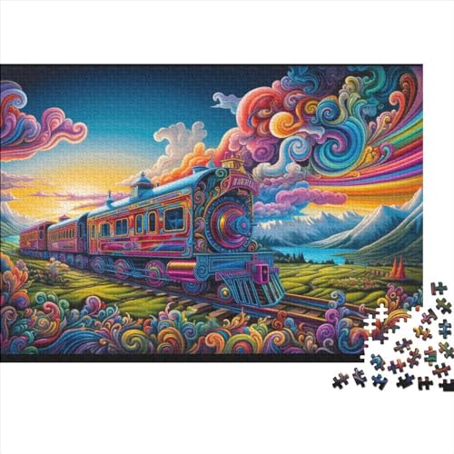 Colorful Train Holzpuzzle Mit 300 Teilen. Puzzles Für Erwachsene. 300 Teile. Puzzles Mit 300 Teilen Für Erwachsene. Geschenke 300pcs (40x28cm) von ICOBES