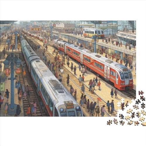 Crowded Train Station Puzzles Für Erwachsene 500 Teile Ungelöstes Puzzle 500 Teile Puzzles Für Erwachsene Geschenke 500pcs (52x38cm) von ICOBES