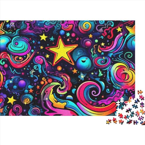 Holzpuzzle 1000 Teile Für Erwachsene Doodle Style Galaxy 1000-teiliges Puzzle Lernspiele Heimdekorationspuzzle 1000pcs (75x50cm) von ICOBES