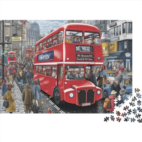 Holzpuzzle 1000 Teile London Street Bus Puzzle-Spielzeug Für Erwachsene 1000pcs (75x50cm) Beste Heimdekoration von ICOBES