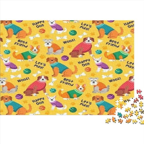 Holzpuzzle 300 Teile Cartoon Dog Lernspielzeug Für Erwachsene Mit Lebendigen Farben, Geburtstagsgeschenk, Heimdekoration, Rätsel 300pcs (40x28cm) von ICOBES