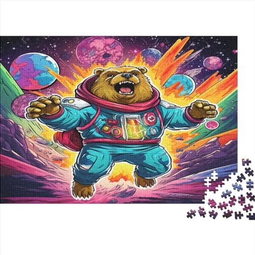 Holzpuzzle 300 Teile Cute Bear Lernspielzeug Für Erwachsene Mit Lebendigen Farben, Geburtstagsgeschenk, Heimdekoration, Rätsel 300pcs (40x28cm) von ICOBES