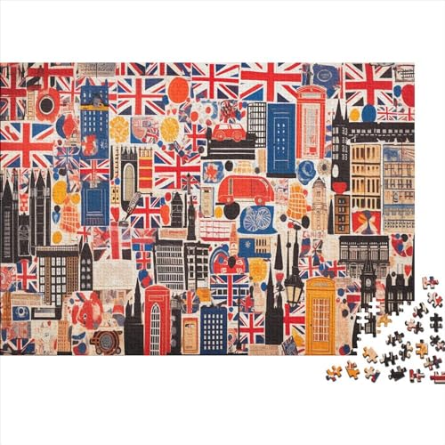 Holzpuzzle 300 Teile Für Erwachsene British Theme 300-teiliges Puzzle Lernspiele Heimdekorationspuzzle 300pcs (40x28cm) von ICOBES