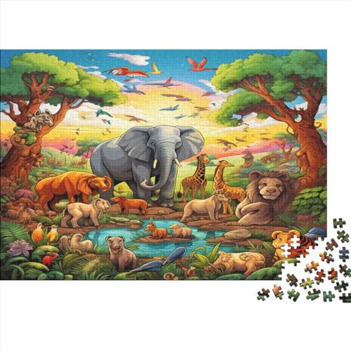 Holzpuzzle 300 Teile Für Erwachsene Wild Animals 300-teiliges Puzzle Lernspiele Heimdekorationspuzzle 300pcs (40x28cm) von ICOBES