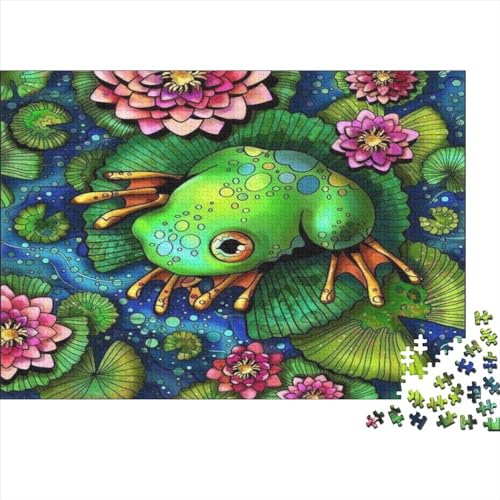 Holzpuzzle 500 Teile Für Erwachsene Green Frog 500-teiliges Puzzle Lernspiele Heimdekorationspuzzle 500pcs (52x38cm) von ICOBES
