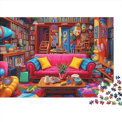 Holzpuzzle Für Erwachsene,300 Teile Colorful Room Lernspiel Herausforderungsspielzeug,300-teiliges Puzzle Für Erwachsene Und Kinder 300pcs (40x28cm) von ICOBES