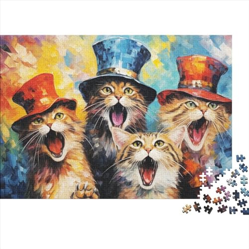 Holzpuzzle Für Erwachsene,300 Teile Singing Cats of Lernspiel Herausforderungsspielzeug,300-teiliges Puzzle Für Erwachsene Und Kinder 300pcs (40x28cm) von ICOBES