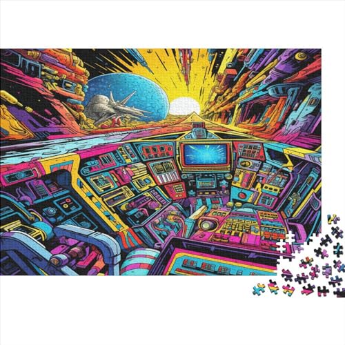 Holzpuzzle Für Erwachsene,300 Teile Spaceship Control Room Lernspiel Herausforderungsspielzeug,300-teiliges Puzzle Für Erwachsene Und Kinder 300pcs (40x28cm) von ICOBES