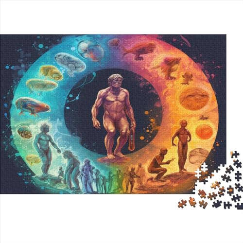 Holzpuzzle Für Erwachsene,500 Teile Human Evolution Lernspiel Herausforderungsspielzeug,500-teiliges Puzzle Für Erwachsene Und Kinder 500pcs (52x38cm) von ICOBES