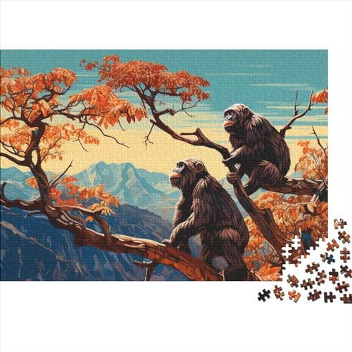 Monkey on Tree Branch Puzzles Für Erwachsene 500 Teile Ungelöstes Puzzle 500 Teile Puzzles Für Erwachsene Geschenke 500pcs (52x38cm) von ICOBES