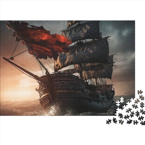 Pirate Ship Puzzle 1000 Teile Puzzles Für Teenage Puzzles Impossible Pirate Ship Human Skeleton Night Puzzle Family Lernspiel Challenging Games Einzigartiges Holzspielzeug Geschenk 1000pcs (75x50cm) von ICOBES