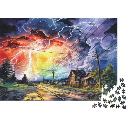 Puzzle 300 Teile Watercolor Thunderstorm Puzzles Für Erwachsene 300 Teile Ungelöstes Puzzle 300pcs (40x28cm) von ICOBES