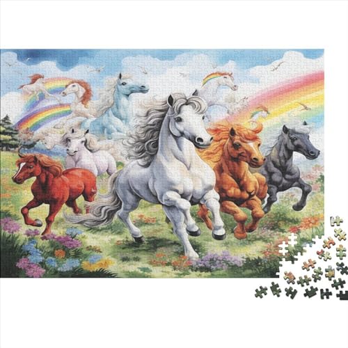 Puzzles 500 Teile Für Erwachsene Pony Under The Rainbow Puzzle-Lernspiele, 500-teilige Puzzles Für Kinder Ab 6 Jahren 500pcs (52x38cm) von ICOBES