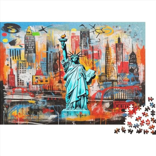Puzzles Für Erwachsene 1000 Teile Statue of Liberty Holzpuzzles – Puzzle Zum Anfassen – Familiendekoration 1000pcs (75x50cm) von ICOBES