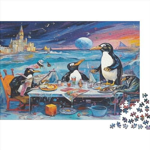 Puzzles Für Erwachsene 300 Teile Penguin's Dinner Holzpuzzles – Puzzle Zum Anfassen – Familiendekoration 300pcs (40x28cm) von ICOBES